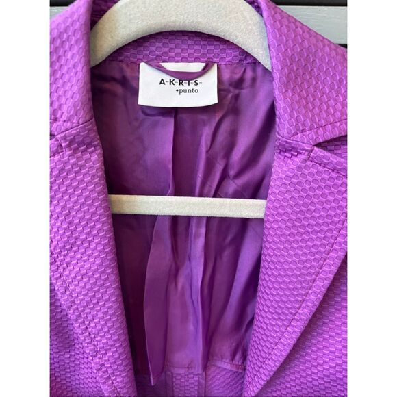 NWOT AKRIS PUNTO Magenta Purple Textured Cotton blazer, Sz 8, $1,125 B38 - Picture 3 of 10
